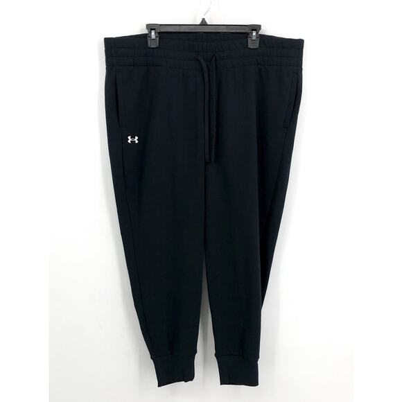UNDER ARMOUR Womens Training Rival Fleece Joggers 1X Black Drawstring Pants NWT - Picture 4 of 13